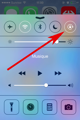 Removing the rotation lock on iPhone via the Control Center